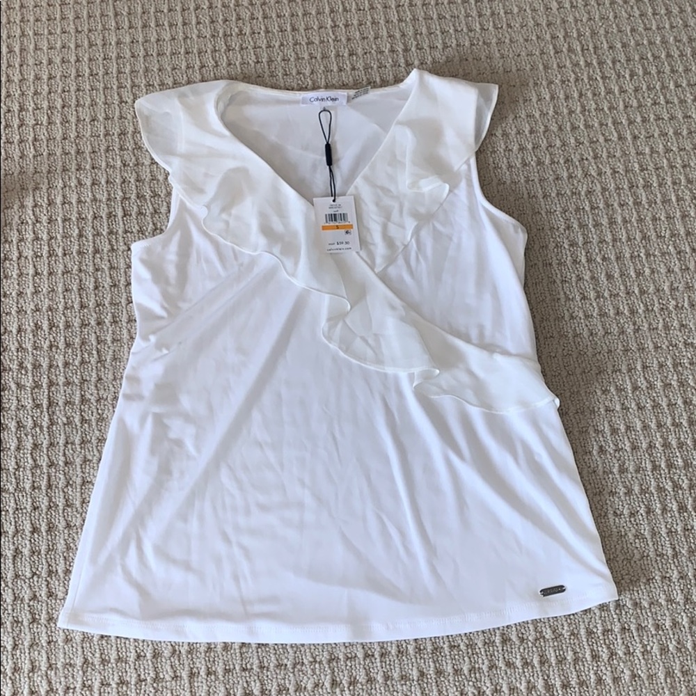 Calvin Klein Blousy Tank with Ruffle Front